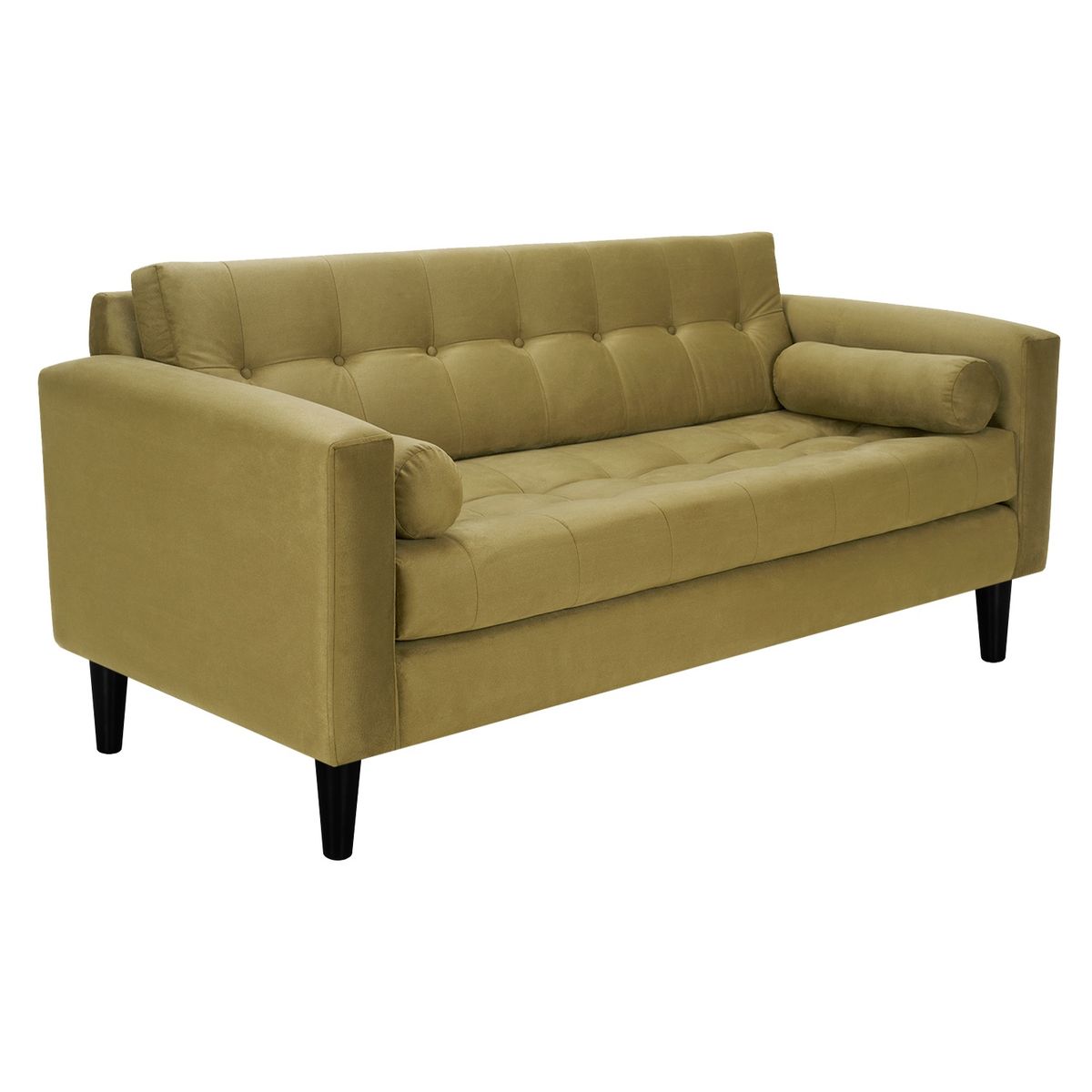 BODEVIR - Sofa Retro 3C+2 Pouf Felpa 00 Verde Musgo