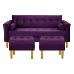BODEVIR - Sofa Retro 3C+2 Pouf Felpa 01 Morado
