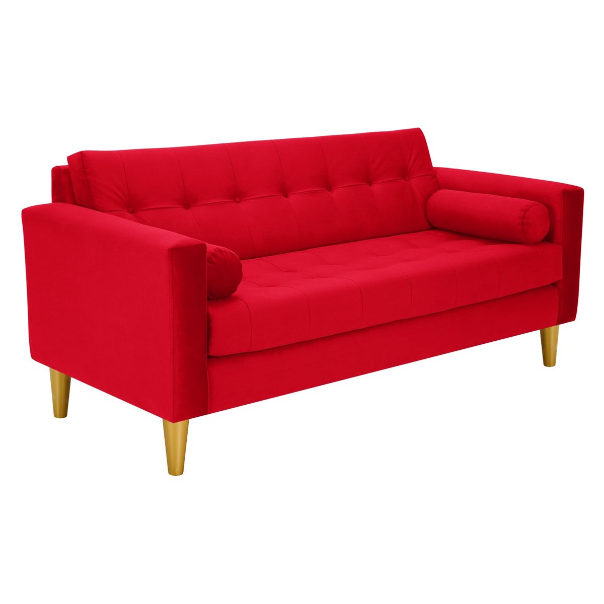 BODEVIR - Sofa Retro 3C+2 Pouf Felpa 01 Rojo