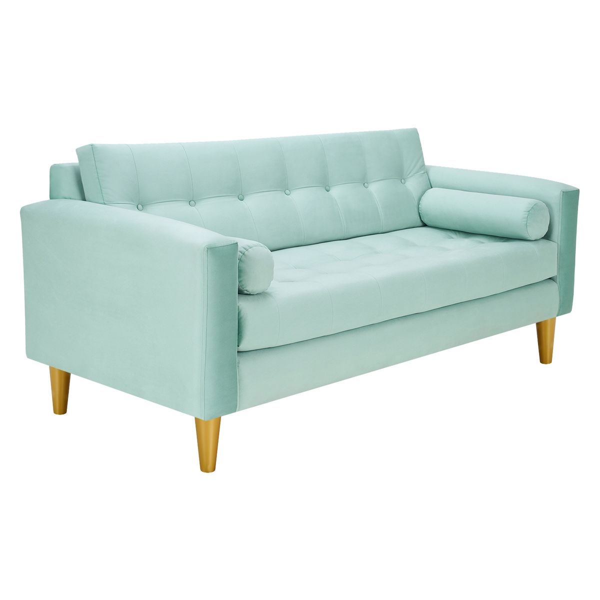 BODEVIR - Sofa Retro 3C+2 Pouf Felpa 01 Verde Agua