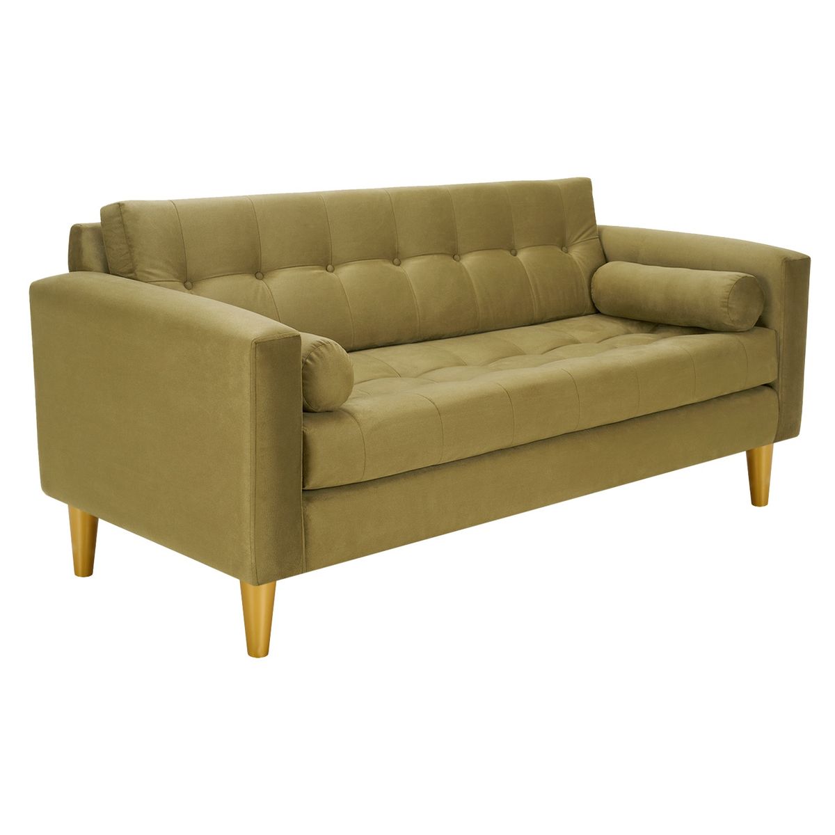 BODEVIR - Sofa Retro 3C+2 Pouf Felpa 01 Verde Musgo