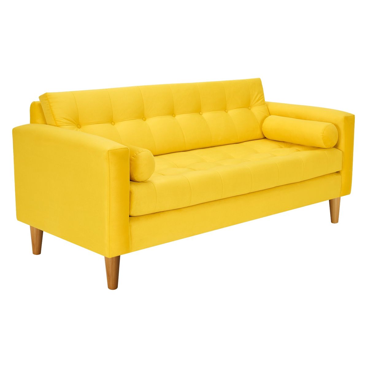 BODEVIR - Sofa Retro 3C+2 Pouf Felpa 04 Amarillo