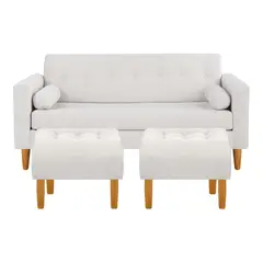 BODEVIR - Sofa Retro 3C+2 Pouf Felpa 04 Crudo