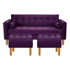 BODEVIR - Sofa Retro 3C+2 Pouf Felpa 04 Morado