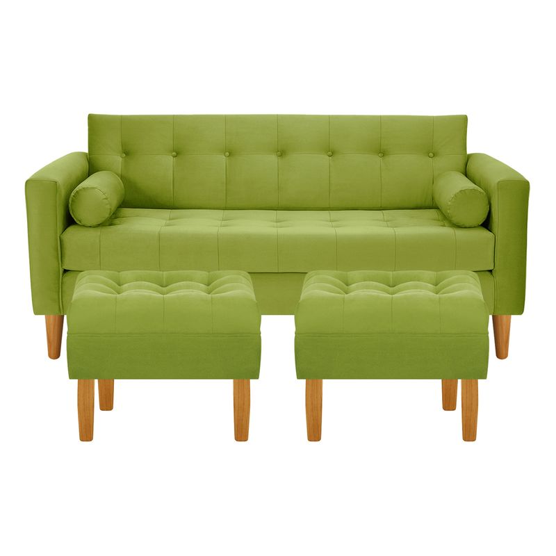 BODEVIR - Sofa Retro 3C+2 Pouf Felpa 04 Pistacho