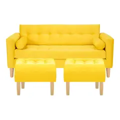 BODEVIR - Sofa Retro 3C+2 Pouf Felpa 05 Amarillo