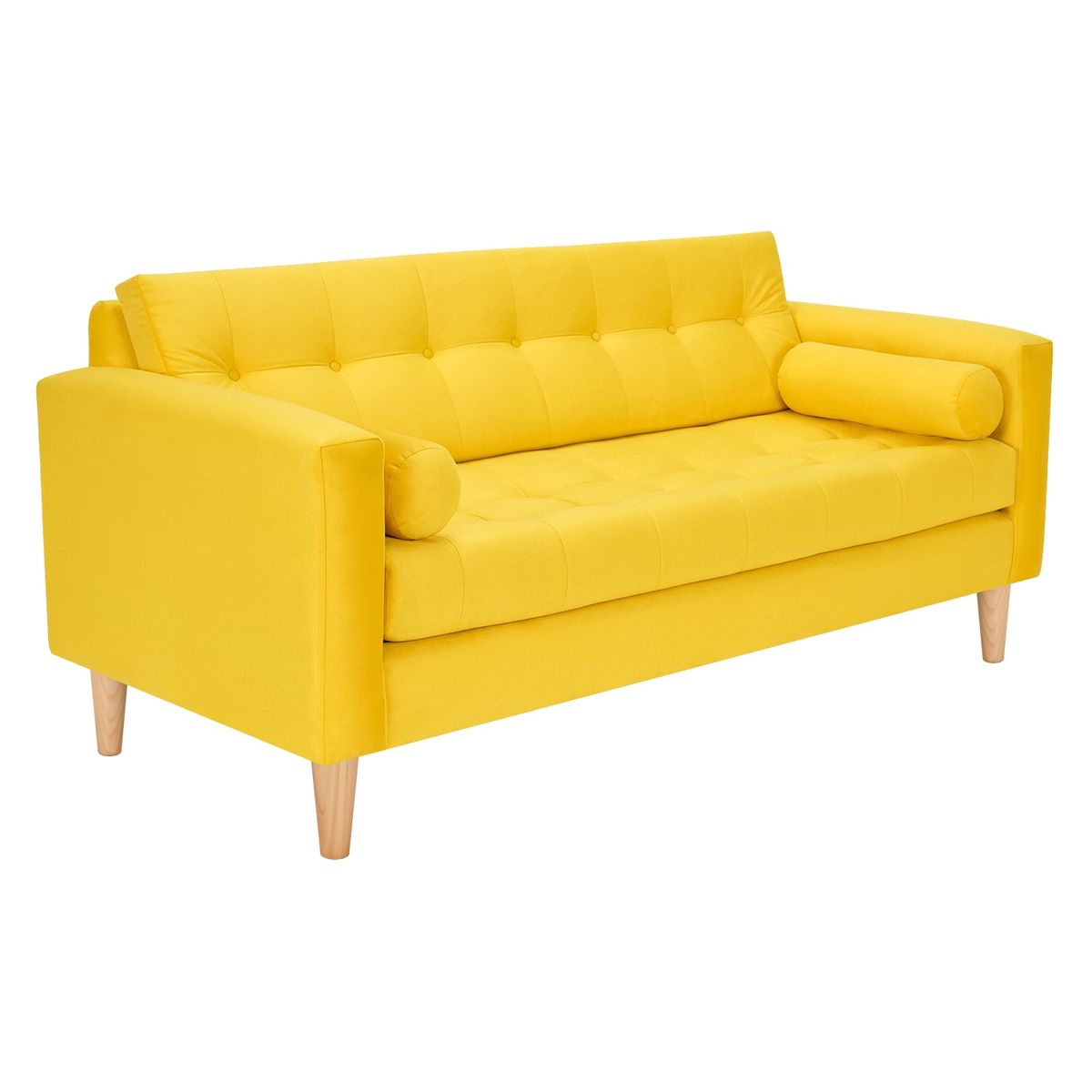 BODEVIR - Sofa Retro 3C+2 Pouf Felpa 05 Amarillo