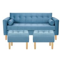 Sofa Retro 3C+2 Pouf Felpa 05 Azul Petroleo