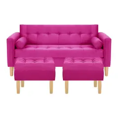 BODEVIR - Sofa Retro 3C+2 Pouf Felpa 05 Fucsia