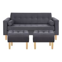 Sofa Retro 3C+2 Pouf Felpa 05 Gris