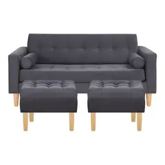 BODEVIR - Sofa Retro 3C+2 Pouf Felpa 05 Gris