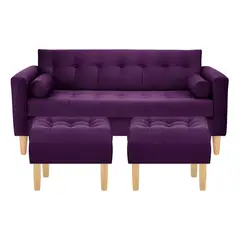 BODEVIR - Sofa Retro 3C+2 Pouf Felpa 05 Morado