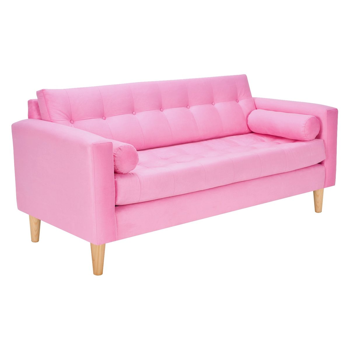 BODEVIR - Sofa Retro 3C+2 Pouf Felpa 05 Rosado