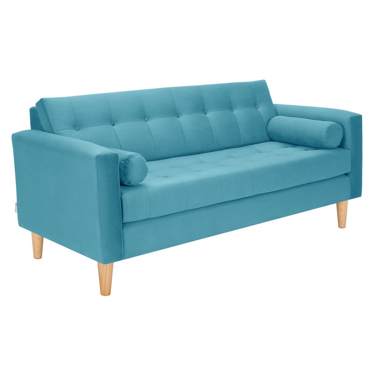 BODEVIR - Sofa Retro 3C+2 Pouf Felpa 05 Turquesa