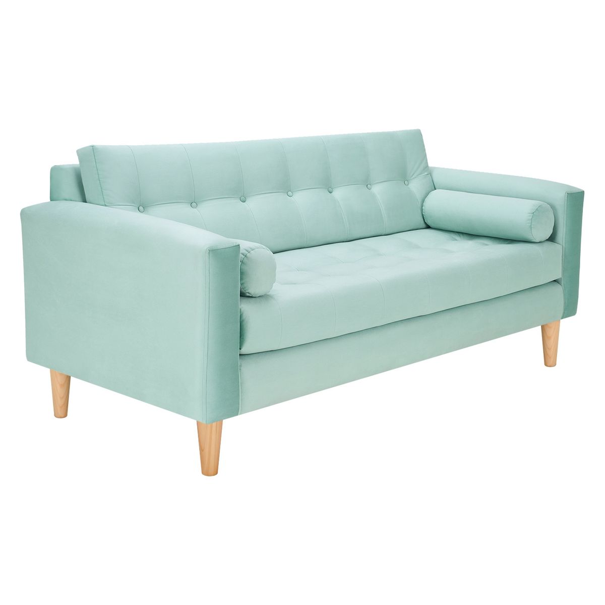 BODEVIR - Sofa Retro 3C+2 Pouf Felpa 05 Verde Agua