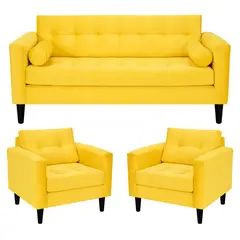 BODEVIR - Sofa Retro 3C+1+1 Felpa 00 Amarillo