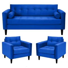 BODEVIR - Sofa Retro 3C+1+1 Felpa 00 Azul Rey