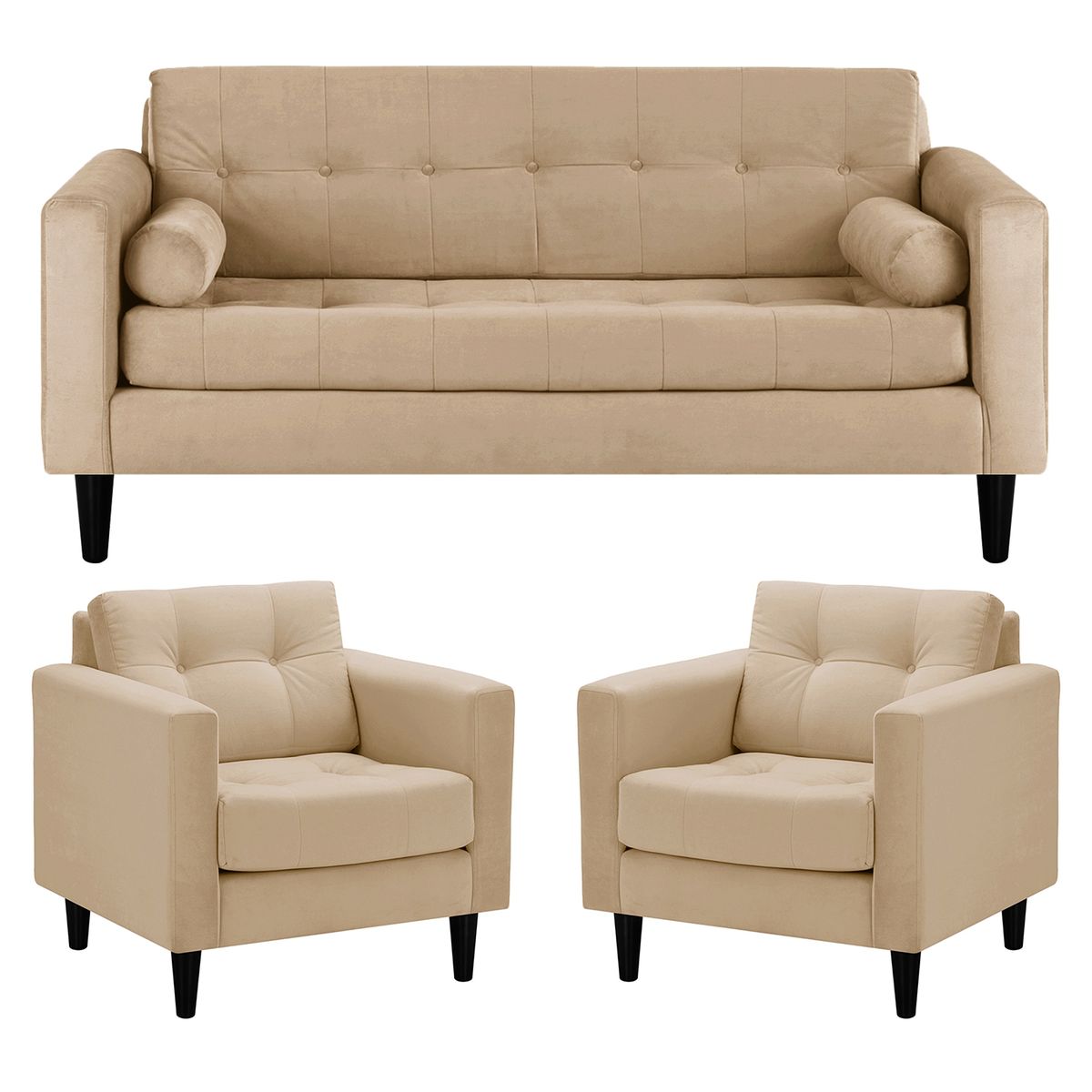 BODEVIR - Sofa Retro 3C+1+1 Felpa 00 Beige