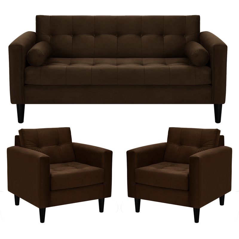 BODEVIR - Sofa Retro 3C+1+1 Felpa 00 Chocolate