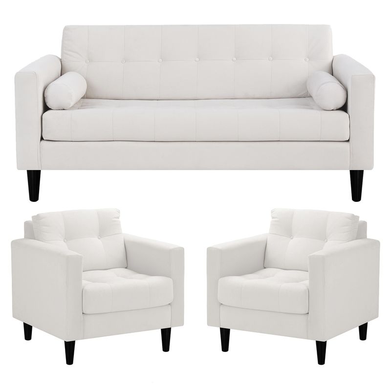 BODEVIR - Sofa Retro 3C+1+1 Felpa 00 Crudo