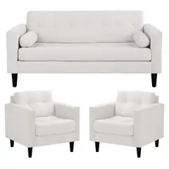 BODEVIR - Sofa Retro 3C+1+1 Felpa 00 Crudo