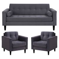 Sofa Retro 3C+1+1 Felpa 00 Gris