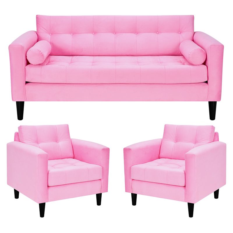 BODEVIR - Sofa Retro 3C+1+1 Felpa 00 Rosado