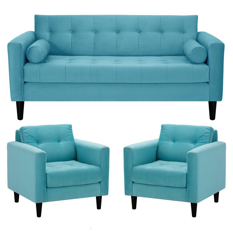 BODEVIR - Sofa Retro 3C+1+1 Felpa 00 Turquesa