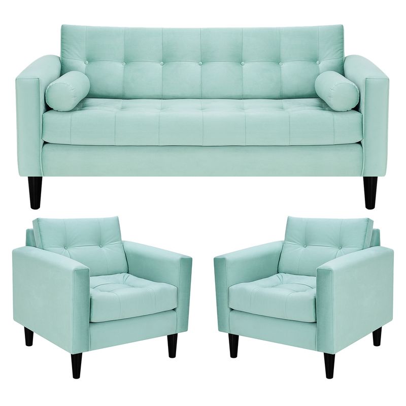 BODEVIR - Sofa Retro 3C+1+1 Felpa 00 Verde Agua