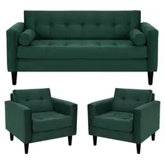 BODEVIR - Sofa Retro 3C+1+1 Felpa 00 Verde Botella