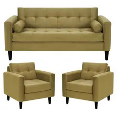BODEVIR - Sofa Retro 3C+1+1 Felpa 00 Verde Musgo