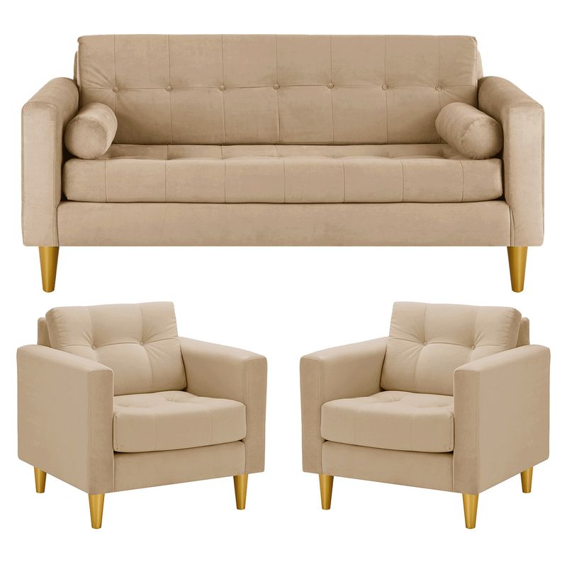 BODEVIR - Sofa Retro 3C+1+1 Felpa 01 Beige