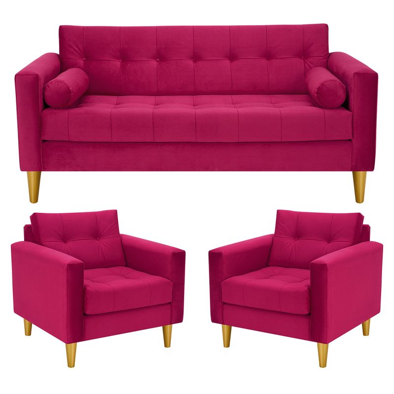 BODEVIR - Sofa Retro 3C+1+1 Felpa 01 Burdeo