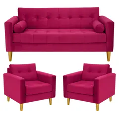 BODEVIR - Sofa Retro 3C+1+1 Felpa 01 Burdeo