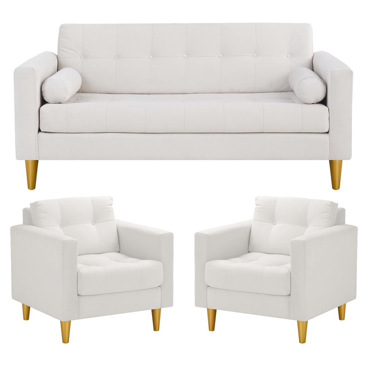 BODEVIR - Sofa Retro 3C+1+1 Felpa 01 Crudo