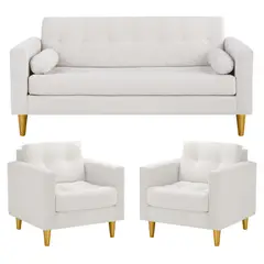 BODEVIR - Sofa Retro 3C+1+1 Felpa 01 Crudo