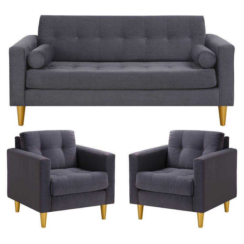 BODEVIR - Sofa Retro 3C+1+1 Felpa 01 Gris