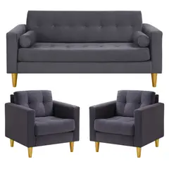 BODEVIR - Sofa Retro 3C+1+1 Felpa 01 Gris