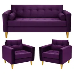 BODEVIR - Sofa Retro 3C+1+1 Felpa 01 Morado