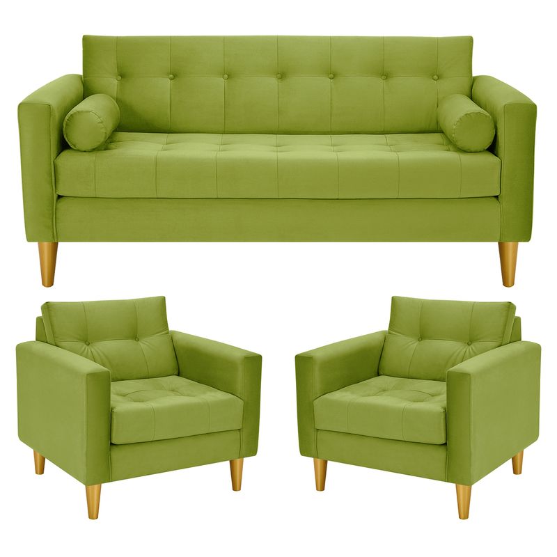 BODEVIR - Sofa Retro 3C+1+1 Felpa 01 Pistacho