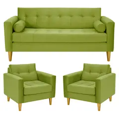 BODEVIR - Sofa Retro 3C+1+1 Felpa 01 Pistacho