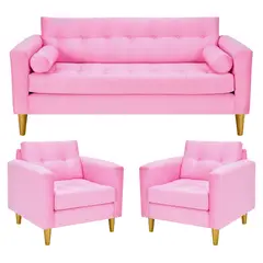 BODEVIR - Sofa Retro 3C+1+1 Felpa 01 Rosado