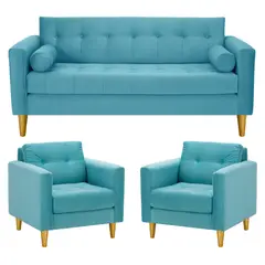 BODEVIR - Sofa Retro 3C+1+1 Felpa 01 Turquesa