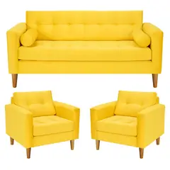 BODEVIR - Sofa Retro 3C+1+1 Felpa 04 Amarillo