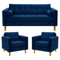 Sofa Retro 3C+1+1 Felpa 04 Azul Marino