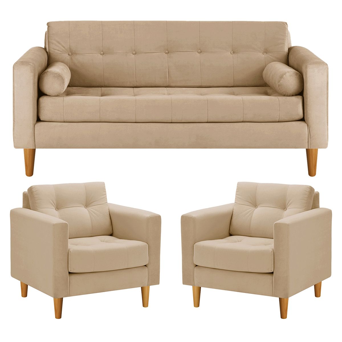 BODEVIR - Sofa Retro 3C+1+1 Felpa 04 Beige