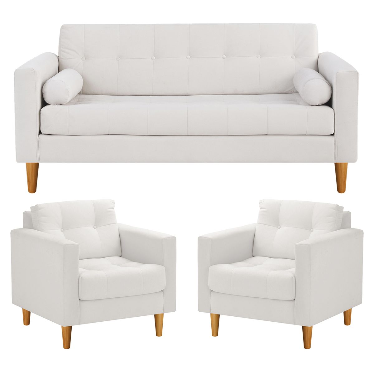 BODEVIR - Sofa Retro 3C+1+1 Felpa 04 Crudo