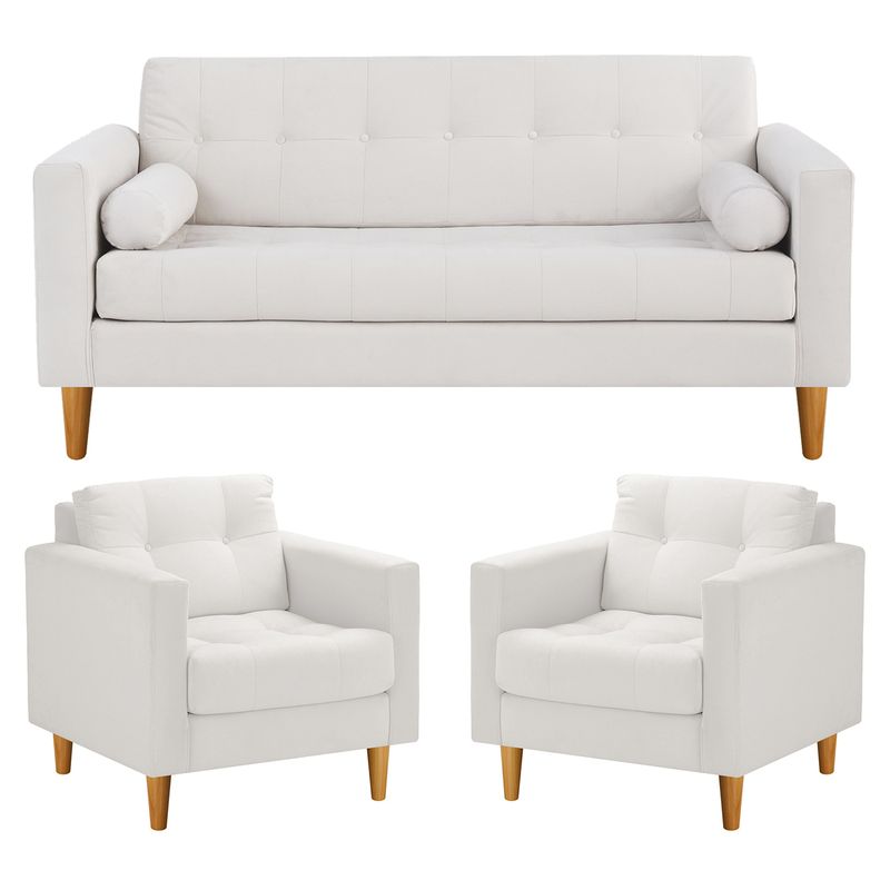 BODEVIR - Sofa Retro 3C+1+1 Felpa 04 Crudo