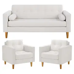 BODEVIR - Sofa Retro 3C+1+1 Felpa 04 Crudo