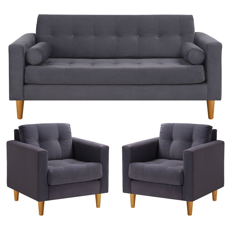 BODEVIR - Sofa Retro 3C+1+1 Felpa 04 Gris